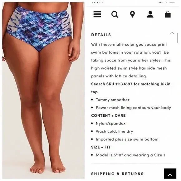 Torrid Bikini Set 2-Piece Geo Swimsuit Galaxy Space Print Women's Plus Size 1 1X - Picture 8 of 16